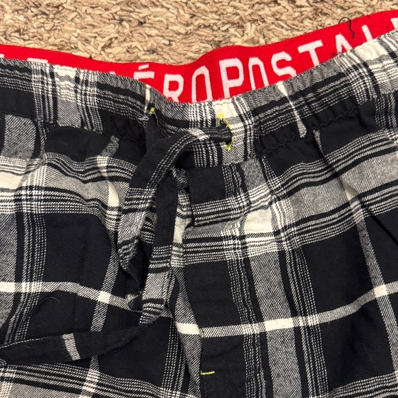 Aeropostale Black & White Plaid Pajama Pants with Red Branded Waistband - Picture 2 of 3